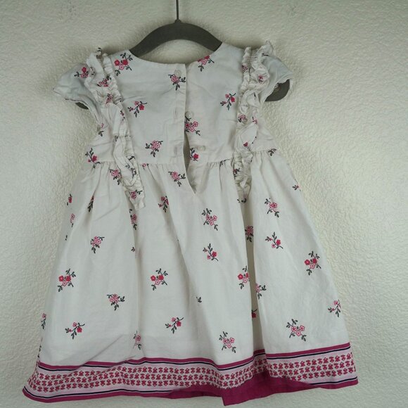 Janie and Jack Toddler Floral Dress 18–24 Months White Pink Ruffle Bow Cotton - Picture 3 of 6